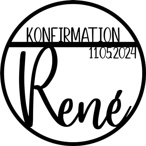 Holzkranz 3D-Schriftzug mit deinem persönlichen Wunschnamen | Kommunion, Konfirmation, Firmung, Taufe, Wandkranz, Türkranz, Hoop, Gastgeschenk