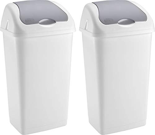 Sterling Ventures Large Rubbish Waste Swing Bin 60L for Kitchen Home Office Workplace Set Of 2 Bins Indoor & Outdoor Use