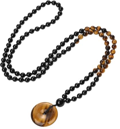COAI Malakette 108 Mala Halskette mit handgeknüpften Natürlichen Edelstein Perlenkette und Ping'an Kou-Anhänger für Herren Damen