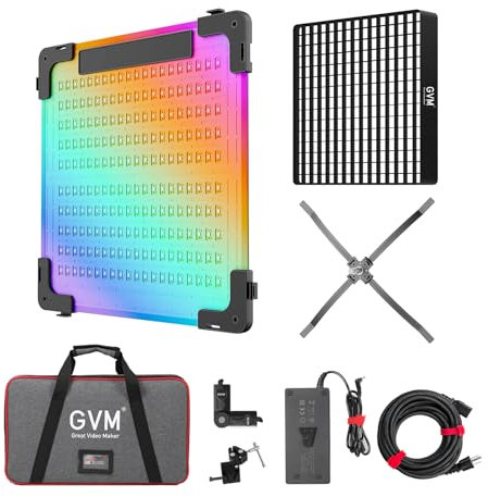 GVM 100W Foldable RGB LED Panel Light, Linkable Portable Design, 2000K–10000K Full Color Video Light with Softbox, App Control, 16 Effects for Studio Photography & Filmmaking