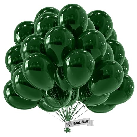 EKOLOGISKA ballonger Gröna • [100 stycken] • Premiumballonger gjorda av 100% ren naturlatex • Heliumballonger färgglada • gjorda av naturliga råvaror • Födelsedagsballonger • Mörkgröna ballonger