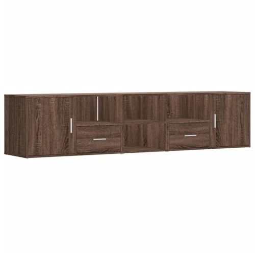 vidaXL Eckregal, Eckschrank 2 Montagemöglichkeiten, Schrank mit Stauraum, Aufbewahrungsschrank Vitrine für Wohnzimmer, Braun Eichen-Optik Holzwerkstoff