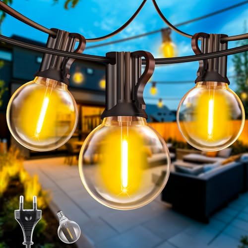 Catena Luminosa Esterno Luci Giardino - 10 Metri Lampadine LED Gazebo Luce Filo Illuminazione Terrazzo Luminose Lucine Esterni Lampade Balcone Fili Fila Ghirlanda Luminarie Interno Outdoor light
