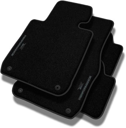 MatsMore Autoteppiche Automatten Velours Fussmatten passt für Opel Corsa C 2000-2006 - Premium, Perforiert, grau schwarz -Präzise CNC-Stickerei, Design-Lochpaspel, Auto Fußmatten - Perfekt für Autofah