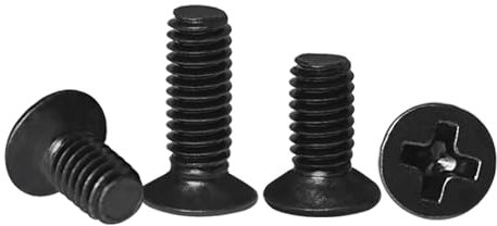 Wildeep 100 Stück M1 M1.2 Mini-Länge 2–10 mm kleine Schwarze Kreuzschlitz-Senkkopfschraube aus Stahl(2mm,M1.2 (100pcs))