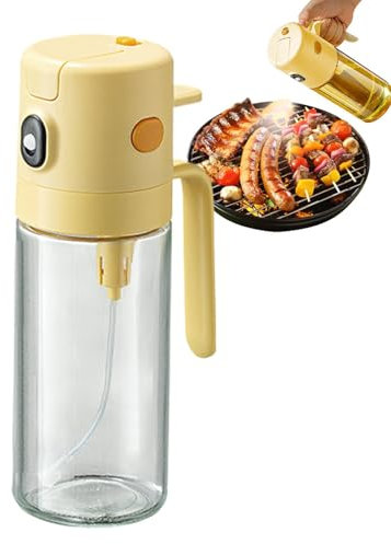 Dispensador de aceite para rociar y verter, pulverizador y dispensador de aceite,Botella de vidrio con pulverizador de aceite, dispensador de aceite de oliva - Botella de aceite resistente al calor de