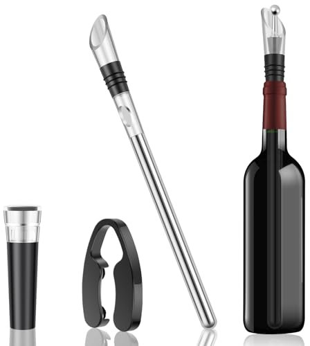 Gatphy Rostfritt stål vinkylare stav för hem bar effektiv flaskkylare – stång, kompakt vinkylare, pinne, vinkylmedel med stopp för vitt vin (1 set, silver)