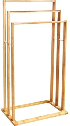 Bamboo Towel Rack - Bathroom Organiser, Shower Wash, Dry Cloth Holder | Multi Purpose, Suitable for Home & Bathroom | Free Standing, Natural Drying