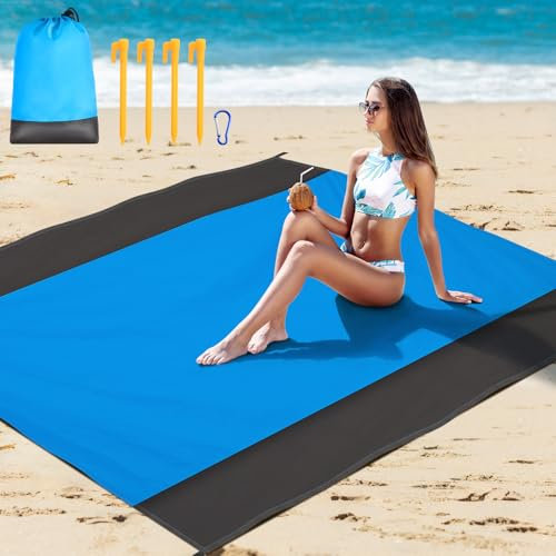 Strandfilt sandfri XXL 210 x 200 cm - Sandfri & sandtålig strandmatta för strand, camping, picknick eller resor - Perfekt för strand, picknickfilt och friluftsaktiviteter - Lätt & robust