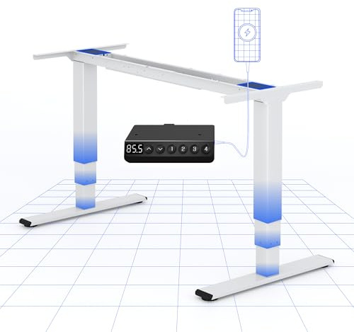 FLEXISPOT Höhenverstellbarer Schreibtisch Gestell mit Dual-Motor | 3-stufige Säulen für 60–125 cm Höhenverstellung, flexibles Tischgestell für Sitz-Steh-Arbeitsplätze mit USB-Port (Weiß)