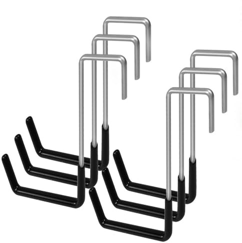 UHETLET 6 PCS Ganchos de Garaje en Forma de S | Gancho en S para Bicicleta de Carga Pesada 35 kg | Resistentes Ganchos para Bicicletas, Escaleras Macetas y Herramientas de Jardinería