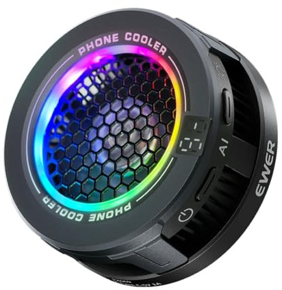 Wzxksoac Enfriador Magnético para Teléfono, Ventilador USB de Bajo Ruido con Luz RGB y Control Inteligente de Temperatura para Juegos.