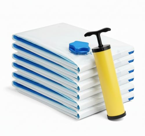 Avilia Sacchetti Sottovuoto Vestiti Viaggio con Pompa USB – Set 9 Buste Sottovuoto Riutilizzabili Salvaspazio in PA+PE – Sacchetti per Abiti, Coperte e Indumenti – Perfetti per Valigia e Armadio