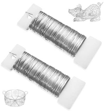 HMCEY Alambre Manualidades Plata 0.35 MM X 100 M,Alambre de Hierro para Joyeria,Hilo de Hierro Fino para Hacer Joyas,Alambres Metálico Floral Fino,Alambres para Bisutería Flexible para Artesanal