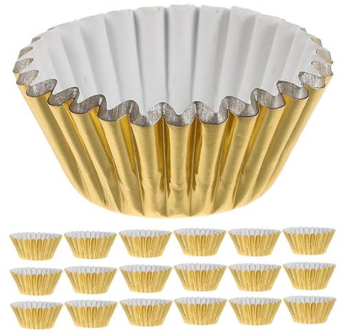 Capacillos para Cupcakes Mini Dorados 500 Piezas Papel Aluminio | Muffins y Repostería Casera, Protege la Base, Evita Fugas de Aceite, Uso Versátil en Pastelerías