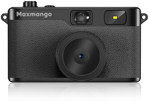 Maxmango D53 Screen-free Digital Camera, 12MP Point and Shoot Camera - Rechargeable, Reusable, 8GB SD Card, Compact Durable for Travel Camping Teens Adults Beginners (Black)