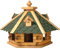dobar® 98720e Vogelfutterhaus Bitumenschindeldach 6-eckig - Vogelhaus aus Massivholz - Vogelfutterstation mit Futtersilo - 6-eckige Vogelvilla - 51 x 45 x 37 cm - Grün