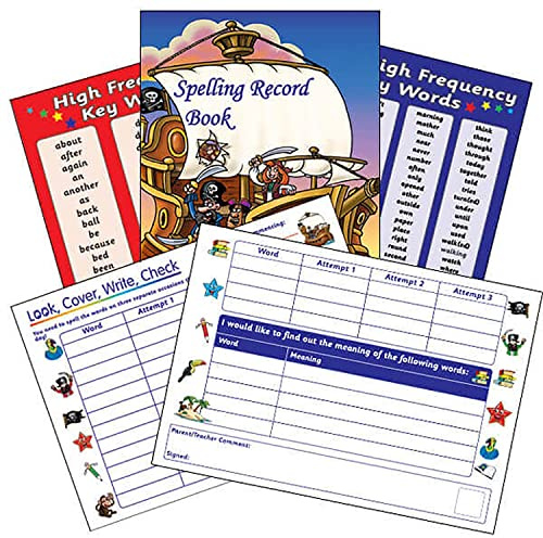 50 Pirate Spelling Practice Record Book Childrens Pupils School Literacy Diary Log Teachers A5 Primary Teaching Services