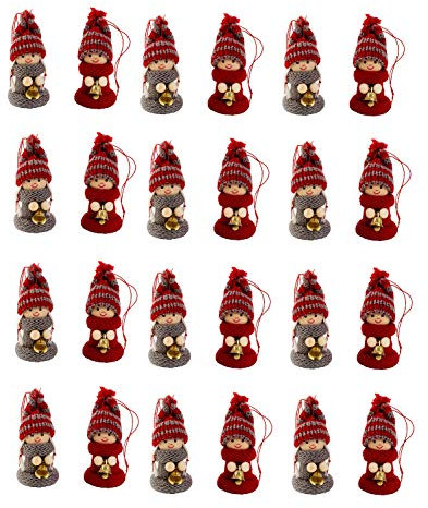 Geschenkestadl Holzpüppchen mit Häkelkleid 8 cm Grau Rot (24 Stück)