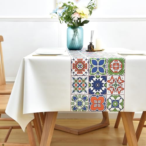 Yofori Abwischbare Tischdecke, 137x137cm PVC Tischdecke Wetterfest Wachstuch Quadratisch Tischdecken Wasserabweisend für Esstisch, Küchentisch, Garten, Outdoor (Blumen-3)