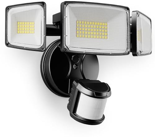Onforu 100W LED Motion Sensor Outdoor Lights, Dusk to Dawn Flood Light Outdoor Motion Sensor, Hardwired Security Lights Floodlights Outside 11000LM 6500K Daylight IP65 Waterproof (Black)