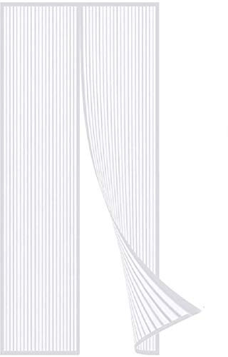 Taylor & Brown Magnetic Fly Insect Screen Door Screen Polyester Mesh Curtain Auto Snap Closure Fits Door Up to 90 x 210cm - White