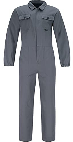 BWOLF ANAX 100% Algodón Mono de Trabajo Hombre Mono Trabajo Hombre Mono Trabajo Mujer con 5 Bolsillos… (Gris, L)