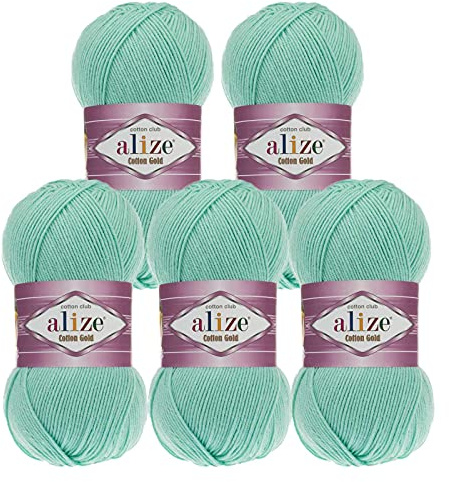 5 x 100g Strickgarn Alize Cotton Gold Uni Klassikgarn Häkelgarn Strick-Wolle Farbwahl