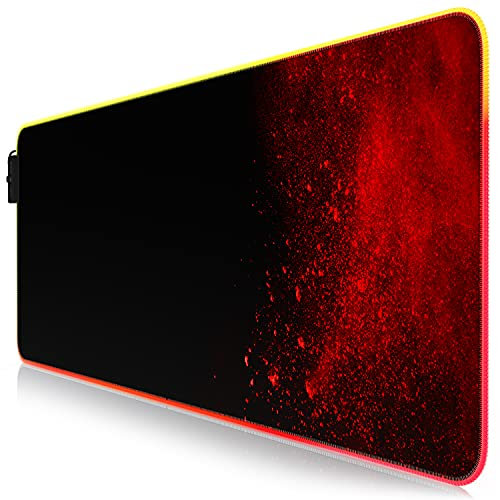 CSL-Computer led RGB Gaming Mauspad - 800x300 mm - XXL Mousepad - LED Multi Color - 11 Beleuchtungs-Modi - 7 Farben Plus 4 Effektmodi - abwaschbar - Blood