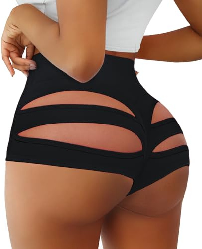 Yoga-Shorts mit Aussparungen, Booty Butt Lifting, Scrunch-Shorts, hohe Taille, Workout, Fitnessstudio, aktive Hotpants