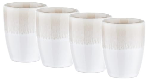 BUTLERS 4er-Set Kaffeebecher 0,3 l Steinzeug Tasse ohne Henkel - ATLANTIS -