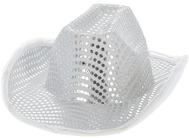 Smiffys LED-beleuchteter Pailletten-Cowgirl-Hut, Silber Halloween