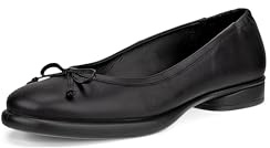 ECCO Dam skulpterad Luxe Ballerina rosett balett platt, svart, 7/7. 5 UK, Svart, 7/7.5 UK