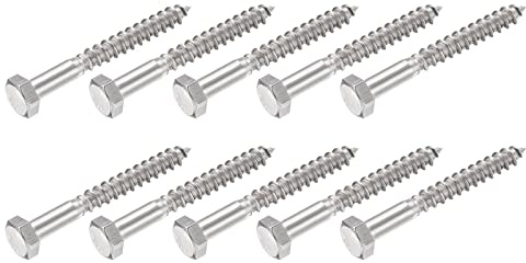 METALLIXITY Hex Tirefond Vis (M8x70mm)10pcs, 304 Inox Acier Autotaraudeurs Bois Boulons - pour Ménage Applications