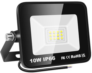 RIGIDON 10W Projecteurs Led Extérieur, 1000LM Spot Led Extérieur | 6000K Blanc Froid, IP66 Etanche Eclairage de Sécurité, Éclairage mural d'extérieur pour Jardin Garage Cour Entrée Terrasse