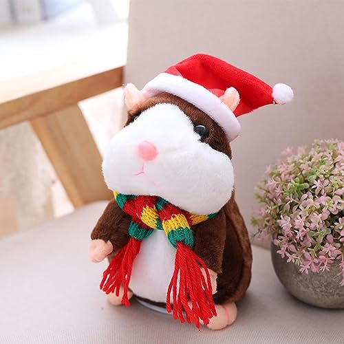 Duqulle Talking Hamster Plush Toys For Kids,Repeats What You Say Plush Animal Toy, Electronic Hamster Mouse With Santa Hat,Interactive Recording Toy,Christmas Party Bag Fillers For Kids
