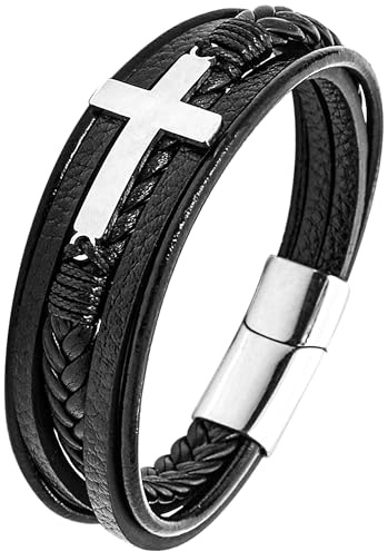 JUZICHEN Pulsera Hombre, Pulsera Cuero Hombre, Árbol De La Vida, Plata