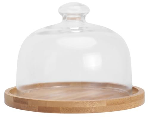 Amosfun 1set Stylish Cake Display Tray with Dome Cover Creative Transparent Dessert Storage Plate for Cake Bread and Fruit for Parties and Events