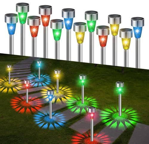 Ninonly Solar Lights Outdoor Garden, 12 Pack Solar Stake Lights, Waterproof Garden Light Outdoor Decorations, Pathway Light Ornaments for Yard Patio Walkway