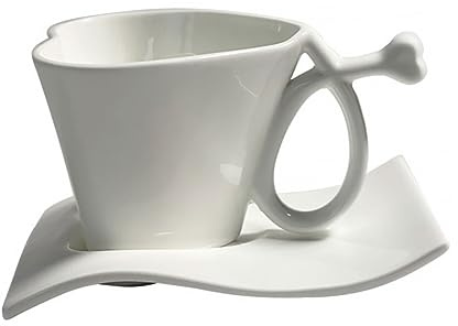 PRETYZOOM Set Tazzina da Caffè in Ceramica Bianca Design Ergonomico e Forma a Cuore per Uso Pratico e Stile Elegante da Tè o Caffè | Curva Elegante, Design Ergonomico, Tazza per Tè e Bevanda, per Uso Quotidiano