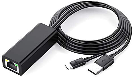 MRNHA Ethernet Adapter with Power Cable for (2Nd Gen), 4K Stick,TV Square, Micro-USB to RJ45 Wired LAN Adapter,Black