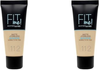 Maybelline Fit Me Matte and Poreless Foundation, 112 Soft Beige (Pack of 2)