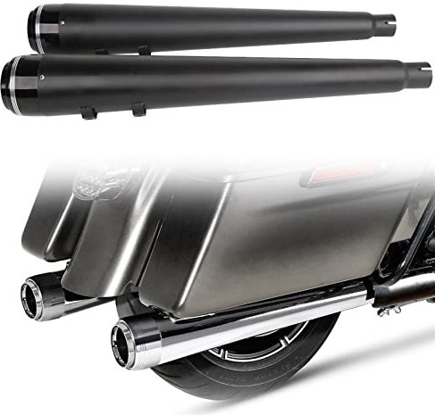 WRIDEX Zubehör 4 Megaphone Pipe Slip-On Schalldämpfer Auspuff Für Harley Touring Electra Street Glide Road King 1995-2016 Motorradteile (Color : Schwarz)
