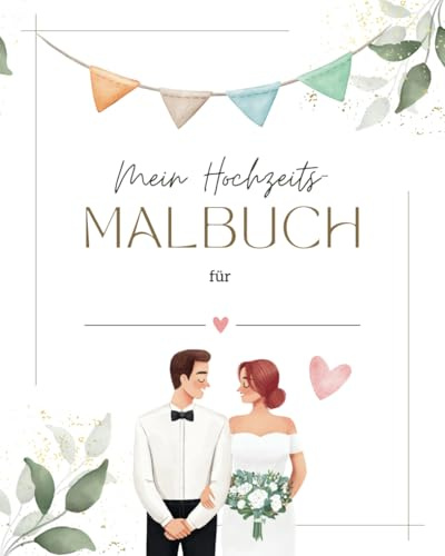 XXL Hochzeitsmalbuch Mann & Frau - Gastgeschenk für jede Hochzeit - Kinder Malbuch als Beschäftigung / Unterhaltung, Gäste Notfallkörbchen, Malen, ... Rätselbuch mit 74 Seiten - einzelnd bedruckt
