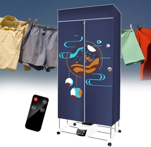 pealiritansemen Asciugatrice Elettrica, Asciugatrice Portatile da 1500 W, Stendibiancheria Elettrico Verticale, 2 Livelli, con Telecomando, per Asciugamani, Camicie