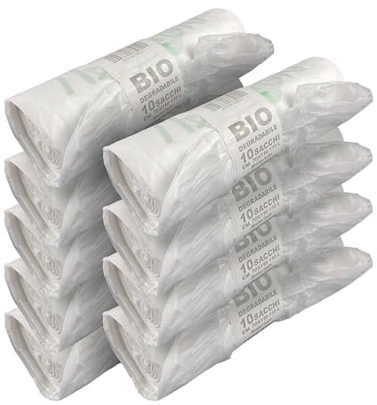 IlGruppone Sacchi Immondizia Organici Biodegradabili per Umido Compostabili Sacchetti Spazzatura Antigoccia 30/110 Litri - 60 Pezzi - 70x110Cm110Lt