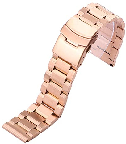 JUANZD Armband i rostfritt stål 18 mm 20 mm 22 mm 24 mm metallurband Länkarmband klockarmband Svart Silver Rose Guld(Rose gold,24mm)