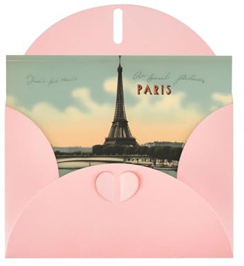 Pink YYHWHJDE Paris Vintage Postkarte Drucke Grußkarte 15,2 x 10,2 cm – modisches und einzigartiges Design für verschiedene Anlässe