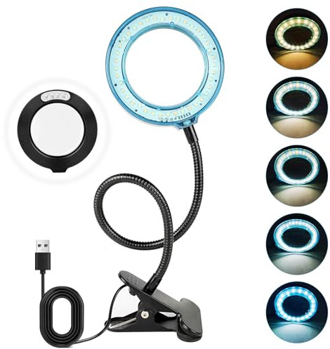 Magnifying Glass with Light, ProChosen 10X Magnifying Lamp with 5 Colors Modes and 10 Levels Brightness, Magnifier with Light Magnifying Glasses for Reading, Repairing, Crafts, Sewing, Artwork