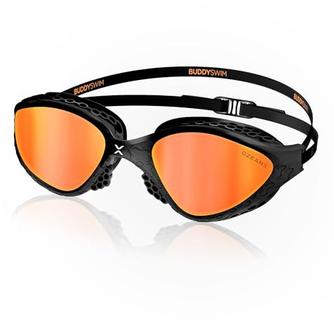 BUDDYSWIM Occhiali da nuoto OzeanX, antiappannamento con lenti panoramiche. Protezione UV400. Vestibilità idrodinamica Per nuotare in piscina e nel mare. Occhialini nuoto uomo e donna per acque libere